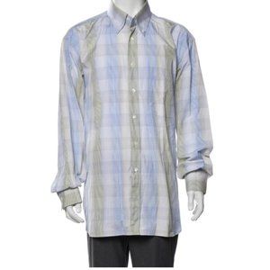 SALVATORE FERRAGAMO Plaid Print Long Sleeve button down Shirt. mens XXL